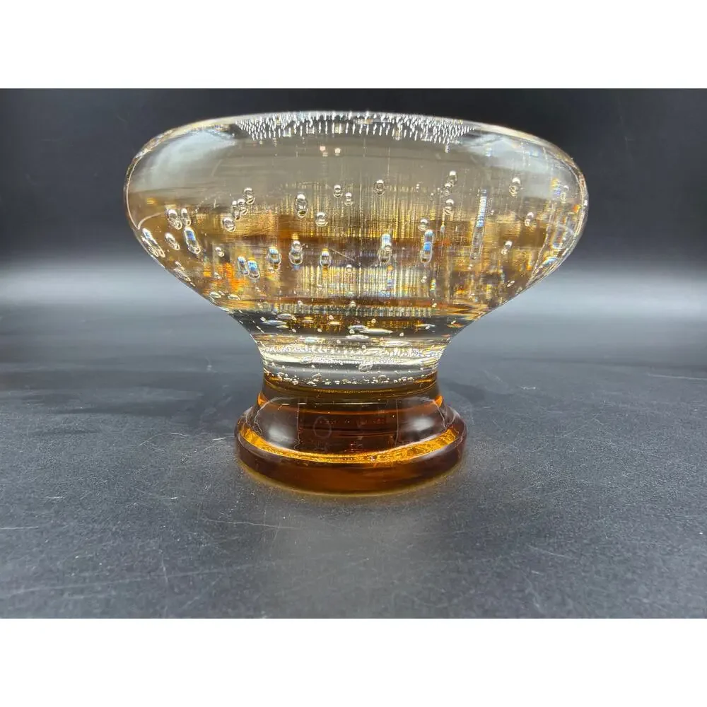 Amber Bubble Glass Controlled Bubble Votive Mid Century Art Glass